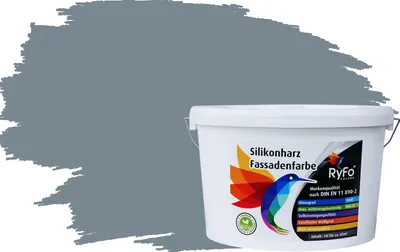 Produktbild von RyFo Colors Silikonharz Fassadenfarbe Lotuseffekt Trend Fehgrau 10l - bunte Fassadenfarbe, weitere Grau Farbtöne und Größen erhältlich, Deckkraft Klasse 1