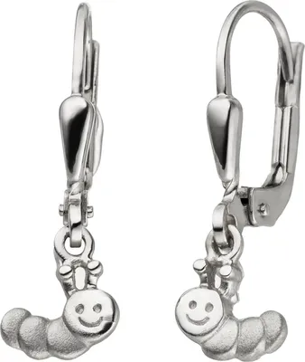 Produktbild von Ohrhänger Ohrringe für Kinder Boutons Raupe aus 925 Silber, rhodiniert teilmatt