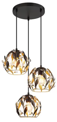 Produktbild von Pendelleuchte, Metall, Schwarz, Gold, Kristalle