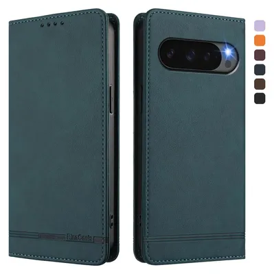 Produktbild von Hülle für Google Pixel 11 Pro XL, Retro Kunstleder Ständer Klapphülle mit Kartenfächer und Magnetische Grün