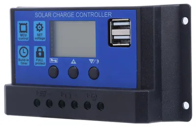 Obrázek produktu pro Řídicí jednotka solárních panelů s LCD displejem Řízení nabíjení baterií Duální USB výstup 12V/24V 20A