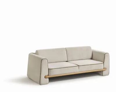 Zdjęcie produktu dla Stylowe beżowe sofy Designerska 3-osobowa kanapa Elegancki fotel tapicerowany