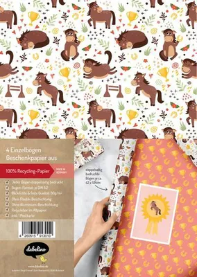 Produktbild von Geschenkpapier-Set für Kinder: Pferde / Reiten