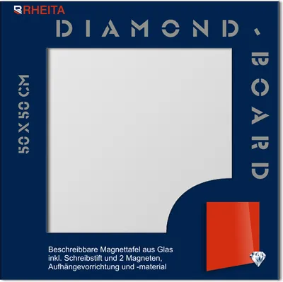 Produktbild von Glas Magnettafel Memoboard Pinwand incl. Magnete + Stift 50x50cm /Farbe: weiß