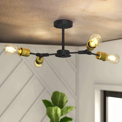 Vintage Kronleuchter 4-flammig - Retro Industrie Deckenleuchte Mit E27 Fassungen