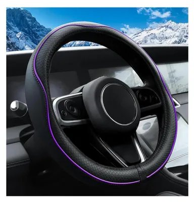 Produktbild von Lenkradbezug Auto Rutschfest Mikrofaserleder Schwarz-Lila 37-38 cm