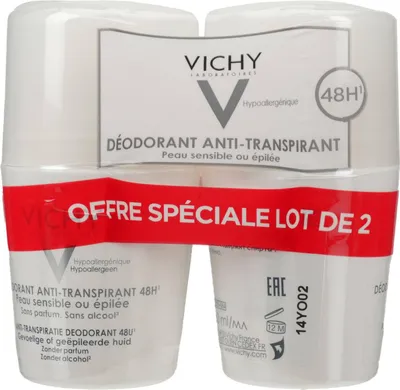 Obrázok produktu pre Vichy antiperspirant 48H Deodorant Anti-Transpirant Sensitive Roll-on 2 x 50 ml