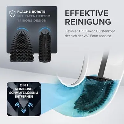Immagine prodotto di Scopino da bagno in silicone nero, larghezza 6 cm, acciaio inossidabile, ventilabile