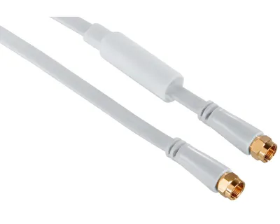 Produktbild von SAT-Anschlusskabel Flach F-Stecker 10m 95dB vergoldet Weiß