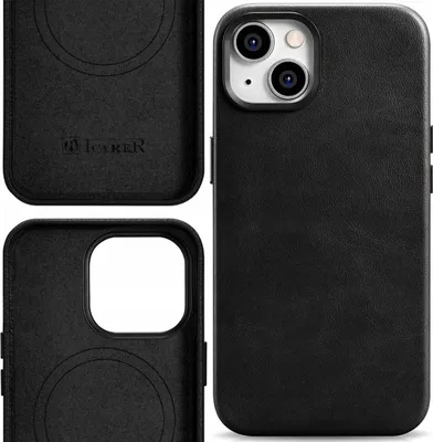 Zdjęcie produktu dla Icarer Oil Wax Premium Leather Case Skórzane Etui Iphone 14 Plus Magnetyczne Z Magsafe Czarny (Wmi14220703-Bk)