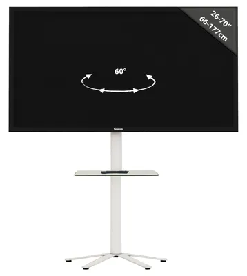 Immagine prodotto di Supporto TV con ripiano 32-70 pollici | VESA max. 600x400 a 40 kg | Supporto Fernseh in alluminio | Supporto per pavimento TV Dimensioni ca. H. 100 x W. 61 x D. 61 cm | Supporto TV Xila