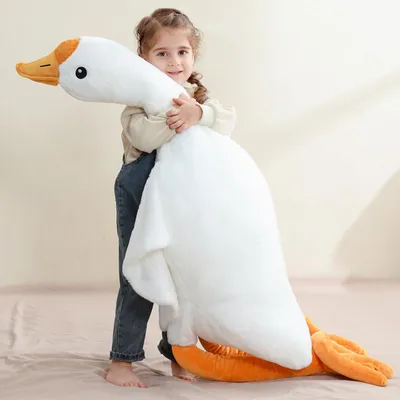 Obrázek produktu pro Velká plyšová husa, 90 cm, měkká plyšová hračka, XXL velikost, ideální jako polštář do postele