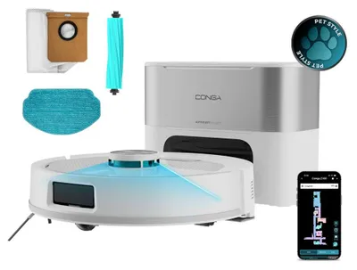 Obrázek produktu pro Vysavač-robot Cecotec – 3litrová samovyprázdňovací stanice – laserová navigace – 2500 Pa – Conga Y80 Pearl. 240 minut provozu v úsporném režimu.