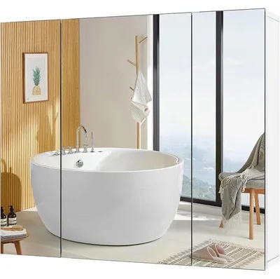 Obrázek produktu pro Koupelnová skříňka se zrcadlem FMD-041, 70 x 15 x 60 cm, bílá