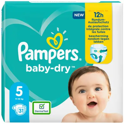 Zdjęcie produktu dla Pampers 8001841481067 Pieluszki Pampers baby-dry rozmiar 5 Junior, 11-16 kg