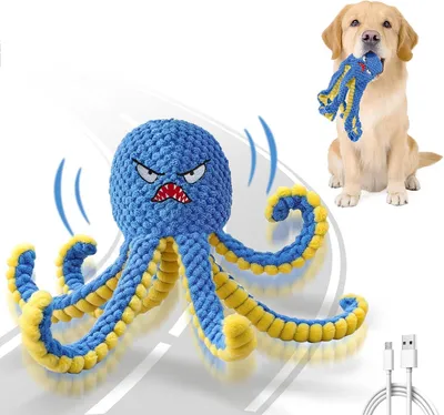 Produktbild von Interaktives Hundespielzeug – springende Qualle – über USB aufladbar – quietschend – Zerrspielzeug