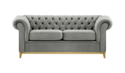 Produktbild von SLF24 - Dreisitzer-Sofa Chesterfield Wood - hellgrau - Velluto 15