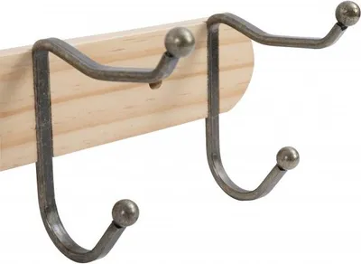 Immagine prodotto di Binario per ganci, legno di pino, 5 ganci, naturale