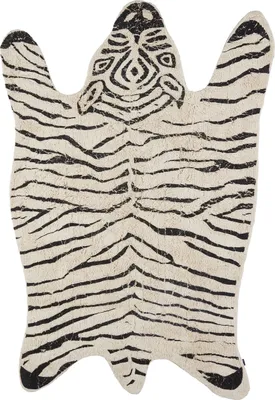 Produktbild von In The Mood Collection Teppich Zebra – L180 x B120 cm – Baumwolle – Schwarz, Weiß