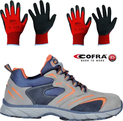 Produktbild von Cofra Sicherheitsschuhe New Squash Grey S3 SRC inklusive 2 Paar Arbeitshandschuhe Größe 9 & 10 (Größe 42)