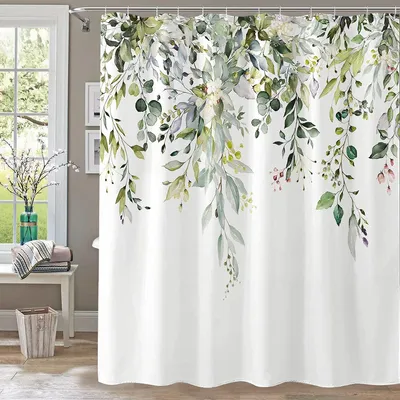 Produktbild von Duschvorhang, wasserdicht maschinenwaschbar Green Leaf Shower Curtains, 180x200cm