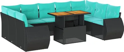 Produktbild von Möbel 10-tlg. Garten-Sofagarnitur moderne - Gartenmöbel Sets - Gartengarnitur - mit Kissen Schwarz Poly Rattan - Top2603528