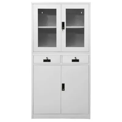 Immagine prodotto di Armadio da ufficio vidaXL, grigio chiaro, 90x40x180 cm, in acciaio e vetro temperato