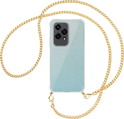 Produktbild von Handykette Backcover-Schutzhülle mit Band (Metall goldfarben) für Honor 200 Lite - goldfarbene Kette