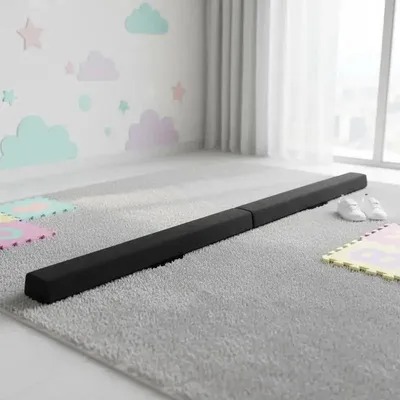 Image de Barre d'équilibre pliable, 210 cm, pour enfants, de couleur noire