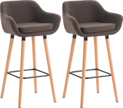 Produktbild von DELUKE® Barhocker 2er Set mit Lehne Braun VILO - Stoffbezug, 99x55x46cm | Barhocker mit Lehne Tresenhocker Barstuhl Küchenhocker Thekenhocker hoher Stuhl