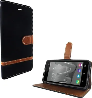 Produktbild von Tasche für Wiko Jerry Max Jeans Cover Handy Schutz Hülle Case Schwarz