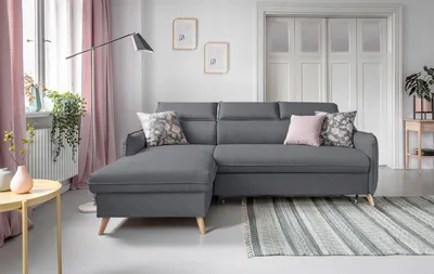 Produktbild von MIUFORM Sweet Harmony - Ecksofa mit Bettfunktion - 228x162cm - Kaltgrau - L-Form Links - Schlafsofa Couch