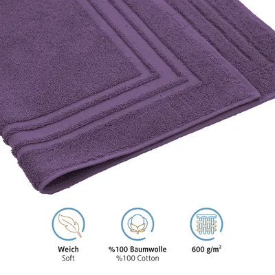 Produktbild von Komfortec, Badvorleger-Set, 100% Baumwolle, Frottee, Violett, 50 x 70 cm, 600 g/qm, Saugfähig, Schnelltrocknend, Waschbar, 2-teilig