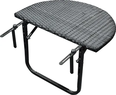 Produktbild von DEGAMO Balkonhängetisch Balkontisch Hängetisch 60x40cm, Gestell Metall + Polyrattan schwarz, klappbar