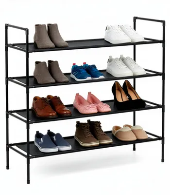 Productafbeelding van Schoenenrek | 16 - 20 Paar Schoenen | 4 Laags | Polyester/Metaal | Zwart | 75x72x28 CM, AI-gegenereerde afbeelding