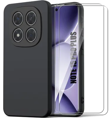 Image de Coque + 2 Verres Trempés pour Xiaomi Redmi Note 15 Pro Plus 5G, Protection Silicone Anti-Rayures Noir