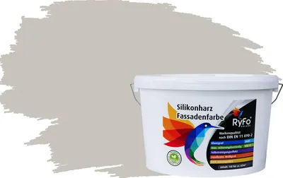 Produktbild von RyFo Colors Silikonharz Fassadenfarbe Lotuseffekt Trend Mondgrau 10l - bunte Fassadenfarbe, weitere Grau Farbtöne und Größen erhältlich, Deckkraft Klasse 1