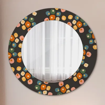 Produktbild von Wohnzimmer Spiegel - Mirror zum Wandspiegel Schlafzimmer – Schminkspiegel - Blume Punkte - Rund: Ø50cm