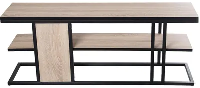 TV-Tisch Holz/Metall Schwarz/Eiche 120x30x46 cm