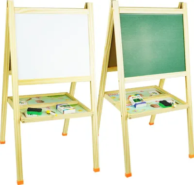 Productafbeelding van Houten krijttafel met dubbel magnetisch oppervlak