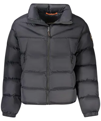 Produktbild von Herren Schwarze Jacke mit Reißverschluss und Applikation aus recyceltem Material