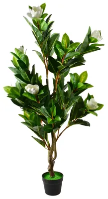 Produktbild von Kunstpflanze Kunststoff Viridis Magnolia H 135 cm Topf 16x15 cm Weiß/Grün 6 Blüten