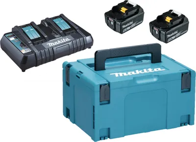 Image de Pack Énergie MAKITA 18 V Li-Ion (2 batteries 6Ah + 1 chargeur double) avec MAKPAC 3