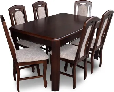 Image de Meubles de salle à manger classiques Ensemble de table en bois Set complet 7pcs. groupe de repas