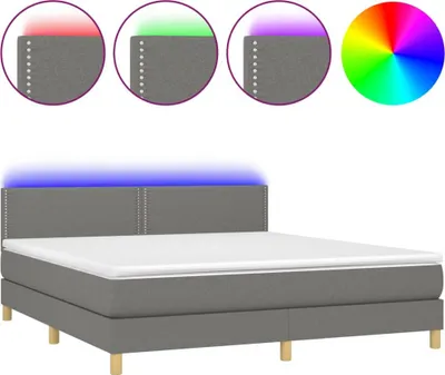 Obrázok produktu pre vidaXL Boxspring posteľ s matracom a LED diódou Tmavo šedá 180x200 cm Látka