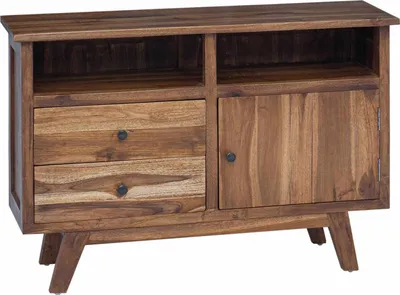 Image de Buffet à tiroirs, finition naturelle, 100 x 30 x 68 cm, en teck massif