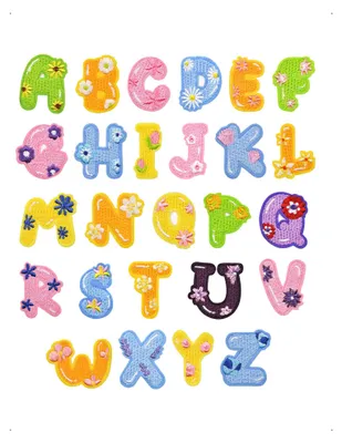 Aufbügelbuchstaben A-Z, 26 Stück, gestickt, bunt