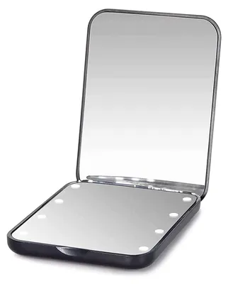 Produktbild von Taschenspiegel, vergrößernder LED-Kompakt-Reise-Schminkspiegel für die Handtasche, tragbar, faltbar, handlich