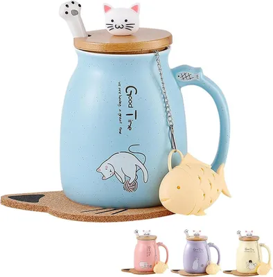 Image de Tasse à café en céramique douce 380ML Bleu Cadeau pour femme