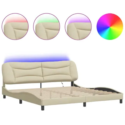 Produktbild von vidaXL Bettgestell mit LED ohne Matratze "Hvar" Creme 200x200 cm Stoff